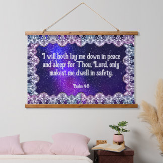 Psalm 4:8 wandteppich mit holzrahmen