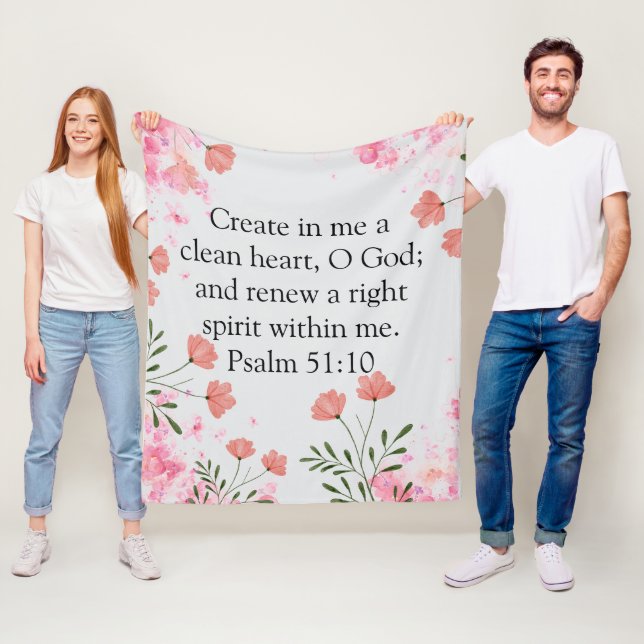 Psalm 51:10 Christlich in Me Pink, floral Fleecedecke (Beispiel)
