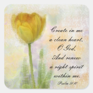 Psalm 51:10 Create in me a clean heart O God Quadratischer Aufkleber