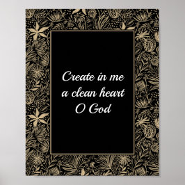 Psalm 51 Custom Bläserblass Gold Schwarzes Badezim Poster