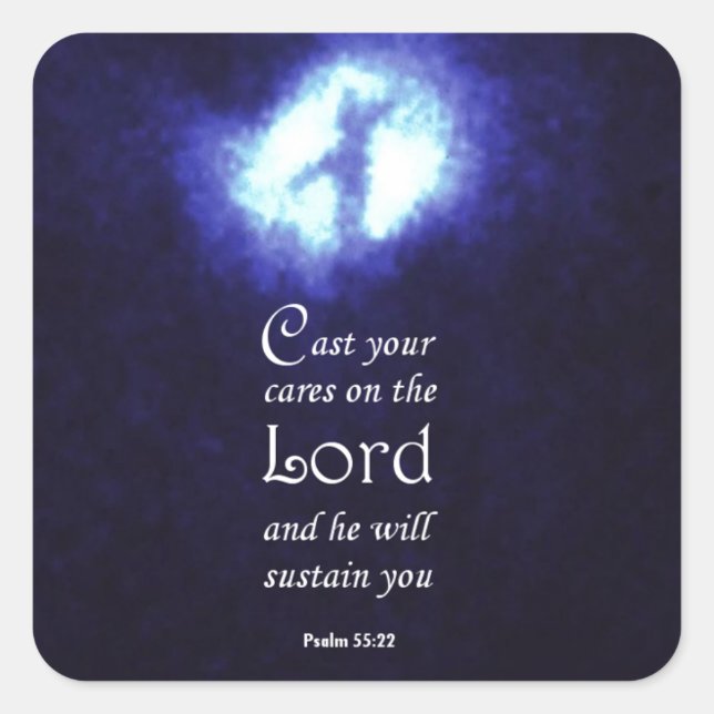 Psalm 55:22 quadratischer aufkleber (Vorderseite)