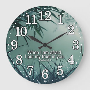 Psalm 56:3 Ich vertraue auf Ihr Bibelverse-Zitat Große Wanduhr