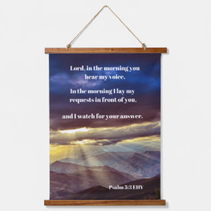 Psalm 5:3 Sonnenaufgang Bibel Verse Wandteppich Mit Holzrahmen