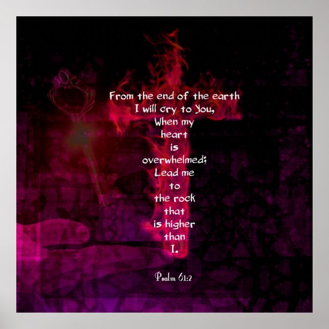 Psalm 61:2 Bibel Verse Inspiration Zitat Poster (Vorne)