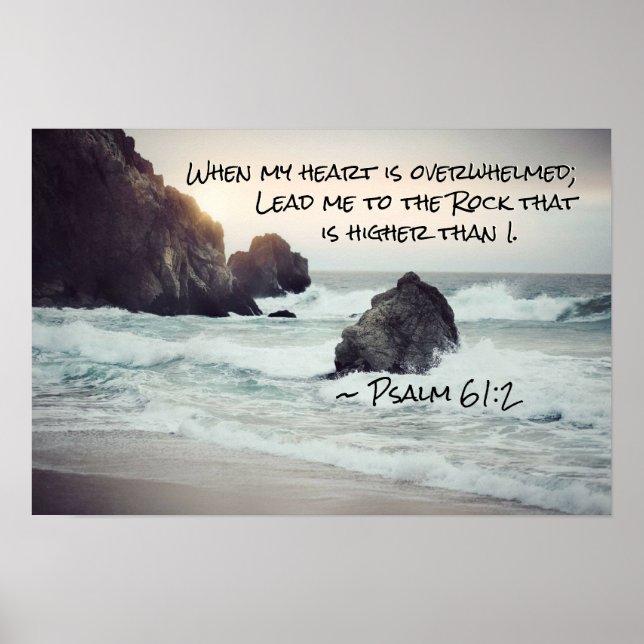 Psalm 61:2 Führe mich zum Felsen, der höher ist Poster (Vorne)