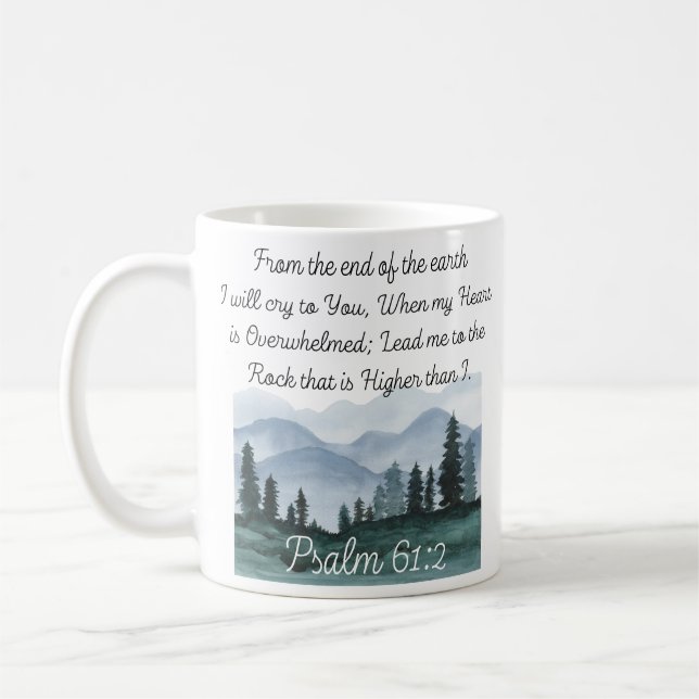 Psalm 61:2 Führe mich zum Rock Bible Verse Kaffeetasse (Links)