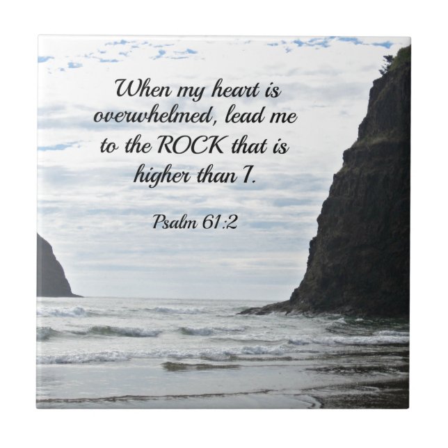 Psalm 61:2 Wenn mein Herz überfordert ist... Fliese (Vorderseite)