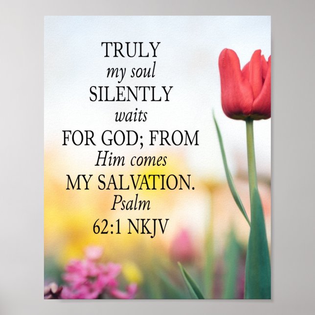 Psalm 62:1 NKJV auf Bildhintergrund Poster (Vorne)