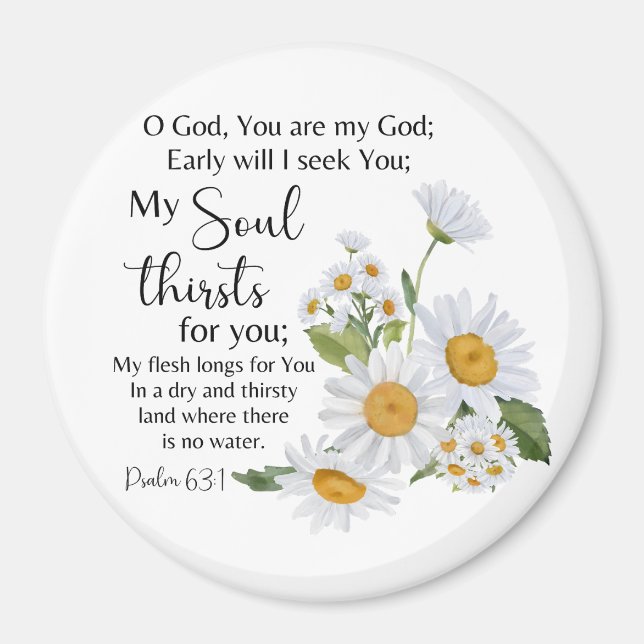 Psalm 63:1 Bibelschrift - Kamille Blume Magnet (Vorne)