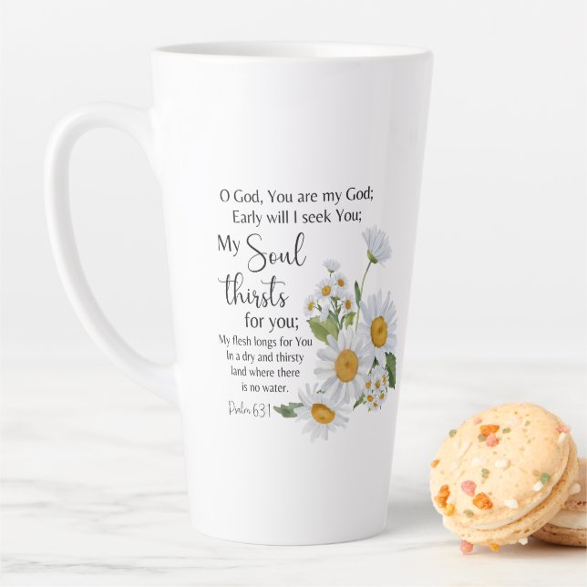 Psalm 63:1 Bibelschrift - Kamille Blume Milchtasse (Beispiel)