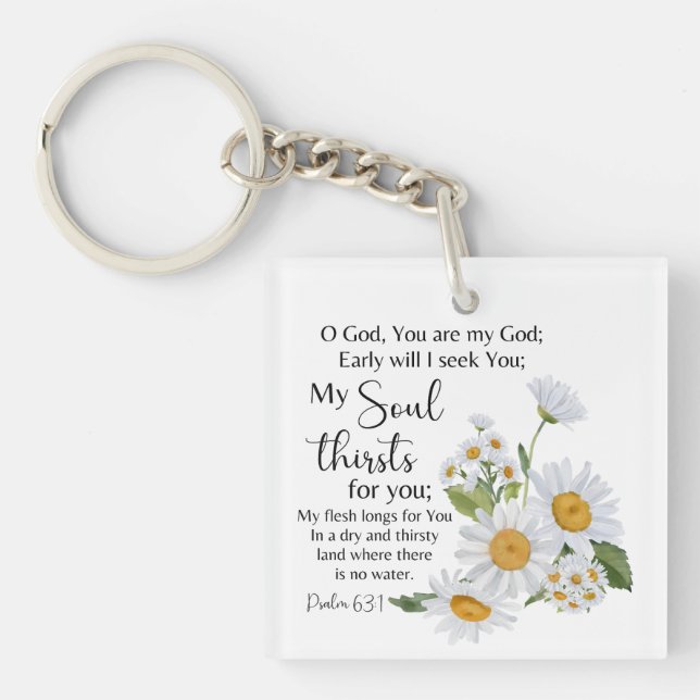 Psalm 63:1 Bibelschrift - Kamille Blume Schlüsselanhänger (Vorderseite)
