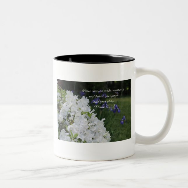 Psalm-63:2 Weiß-Azalee Zweifarbige Tasse (Rechts)