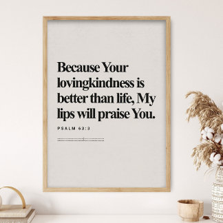 Psalm 63:3, Bibelvers, Moderne Bibel, Schrift Poster