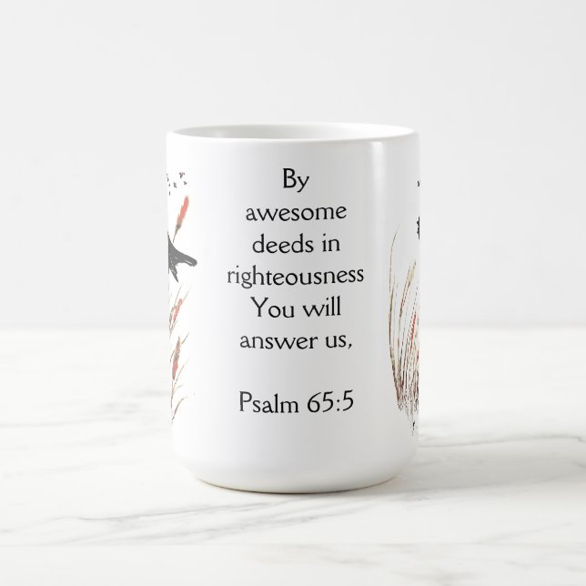 Psalm 65:5 Bibelschrift: Du antwortest auf Blackbi Kaffeetasse (Mittel)