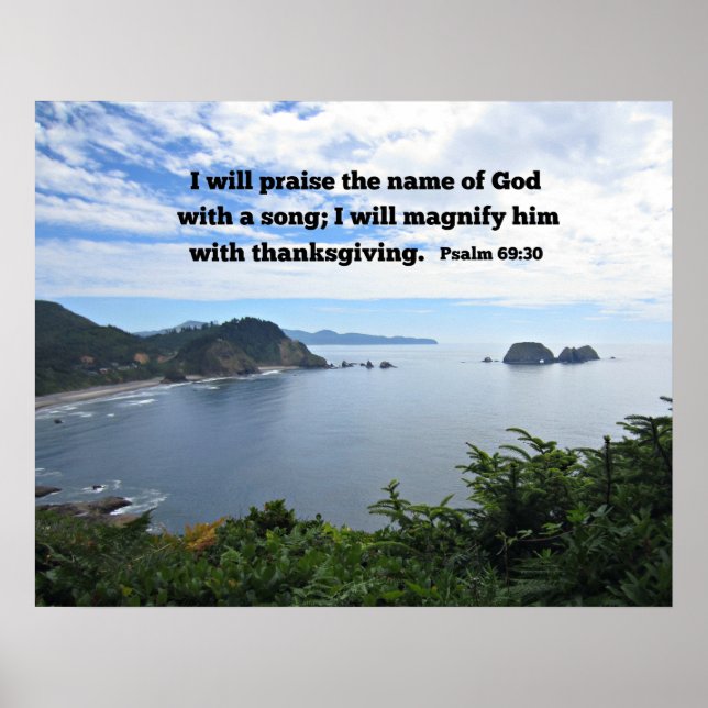 Psalm 69:30 Ich werde den Namen Gottes loben... Poster (Vorne)