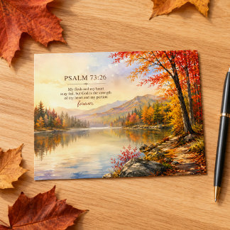 Psalm 73:26 Schrift Herbst Berg See Postkarte