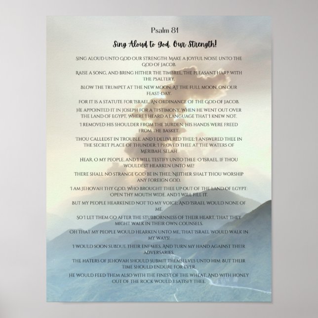 Psalm 81, laut zu Gott Unsere Stärke Poster (Vorne)