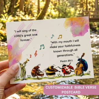 Psalm 89:1 Niedliches Insektenorchester Christlich Postkarte