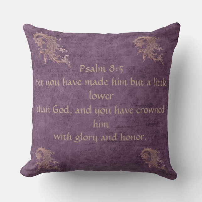 Psalm 8:5 dekoratives Kissen Reversible mit Krone. (Vorderseite)