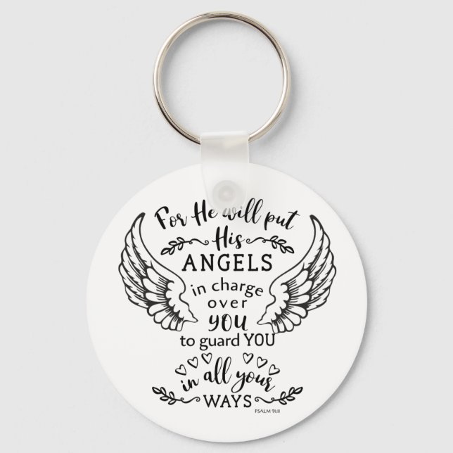 Psalm 91:11 Bibelschrift Verse Angels Guard Schlüsselanhänger (Vorderseite)