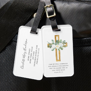 Psalm 91:11 Bibelvers Weiße Pfingstrose Florales K Gepäckanhänger