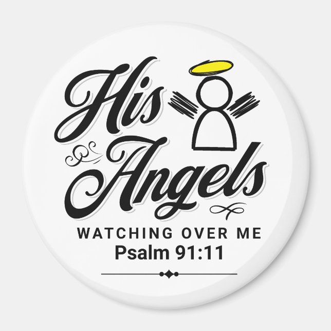 Psalm 91:11 Seine Engel schauen über mich - rund Magnet (Vorne)