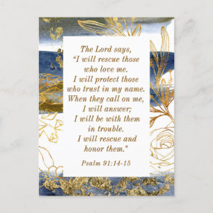 Psalm 91:14-15 Der Herr sagt, ich werde die Bibel Postkarte