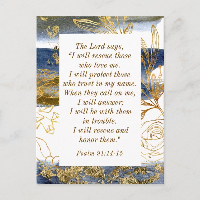 Psalm 91:14-15 Der Herr sagt, ich werde die Bibel  Postkarte (Vorderseite)