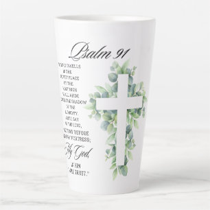 Psalm 91:1-2 Religiöses Kreuz Grünzeug Bibelvers Milchtasse