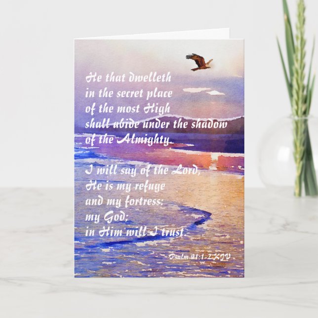 Psalm 91:1-2 Wer an dem geheimen Ort wohnt Karte (Vorderseite)