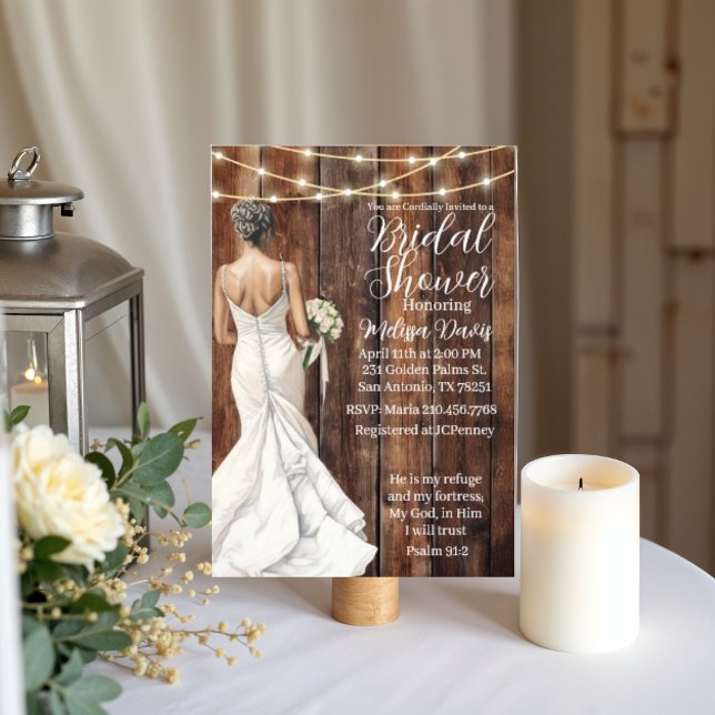 Psalm 91:2 Bridal Shower Invitation Einladung (Personalize this beautiful Psalm 91 bridal shower invitation. )