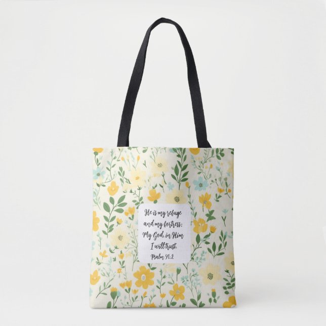 Psalm 91:2 Christian Tote Bag Tasche (Vorderseite)