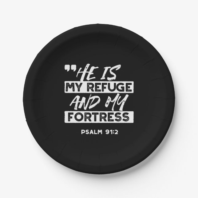 Psalm 91:2 - Meine Zuflucht und meine Festung Chri Pappteller (Vorderseite)