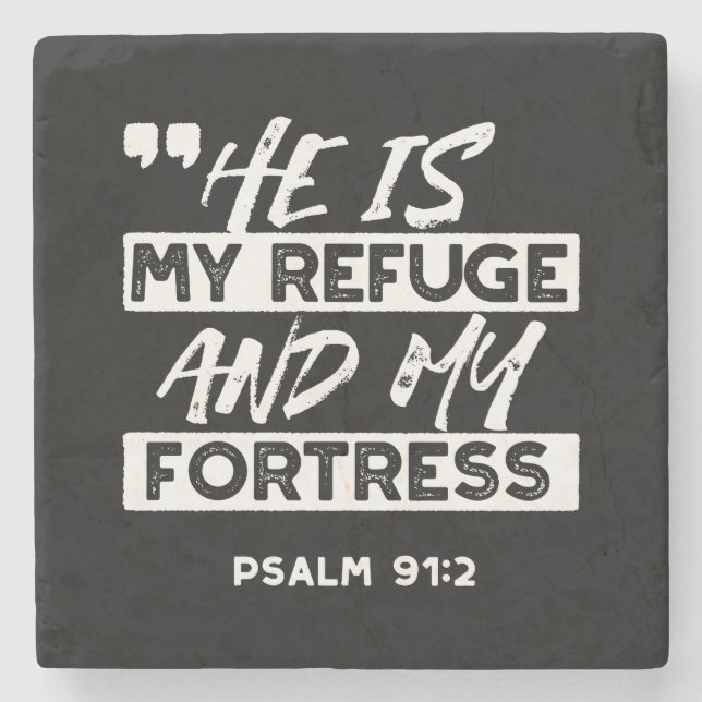 Psalm 91:2 - Meine Zuflucht und meine Festung Chri Steinuntersetzer (Vorderseite)