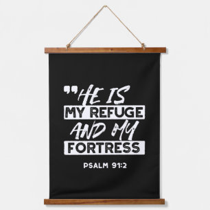 Psalm 91:2 - Meine Zuflucht und meine Festung Chri Wandteppich Mit Holzrahmen