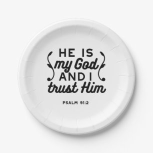 Psalm 91:2 – Vertraue auf Gott Christlicher Bibelv Pappteller