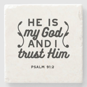 Psalm 91:2 – Vertraue auf Gott Christlicher Bibelv Steinuntersetzer