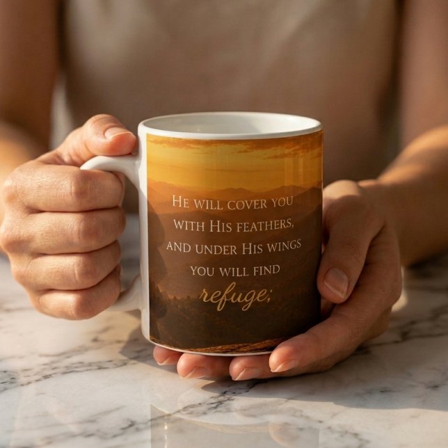 Psalm 91:4 Christliche Ermutigung  Kaffeetasse (Von Creator hochgeladen)