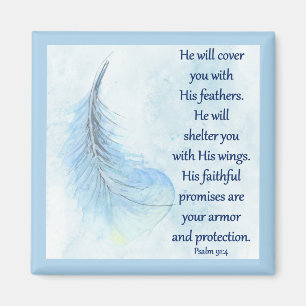 Psalm 91:4 Feather Magnet