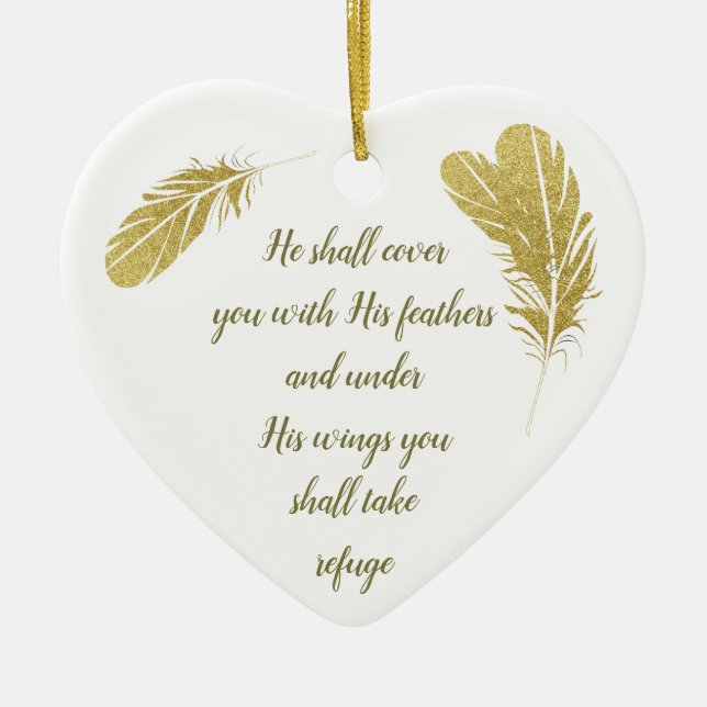 Psalm 91:4 Flügel Gottes Schutz Inspiration Keramik Ornament (Vorne)