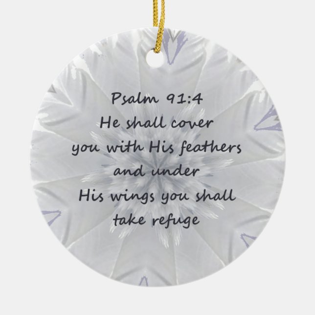 Psalm 91:4 Flügel Gottes Schutz Inspiration Keramikornament (Vorne)
