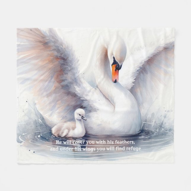 Psalm 91:4 Flügel Gottes Schutzbibliotheke Fleecedecke (Vorderseite (Horizontal))