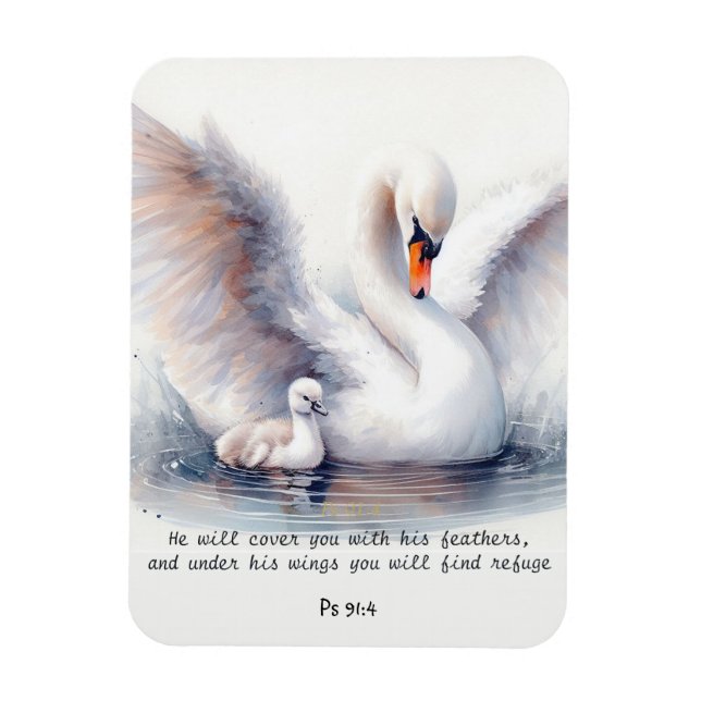 Psalm 91:4 Flügel Gottes Schutzbibliotheke Magnet (Vertikal)