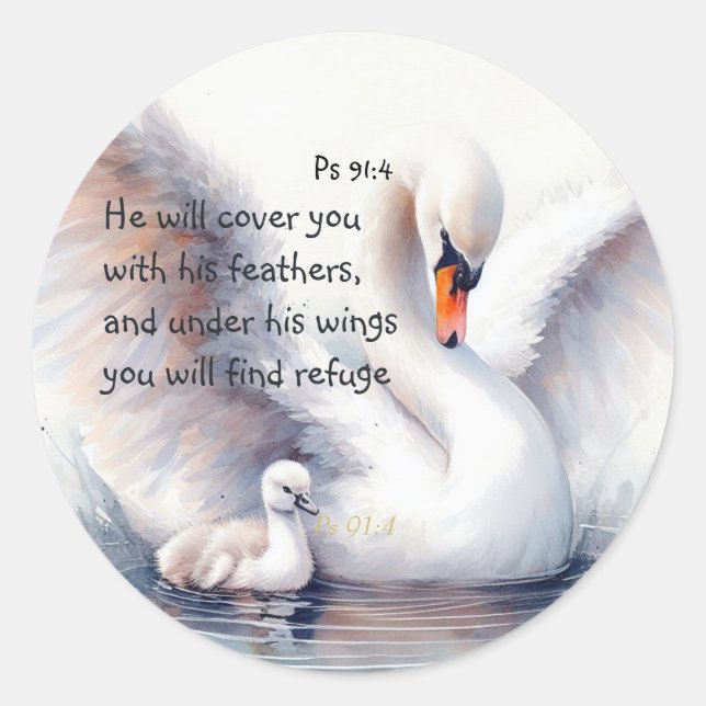 Psalm 91:4 Flügel Gottes Schutzbibliotheke Runder Aufkleber (Vorderseite)