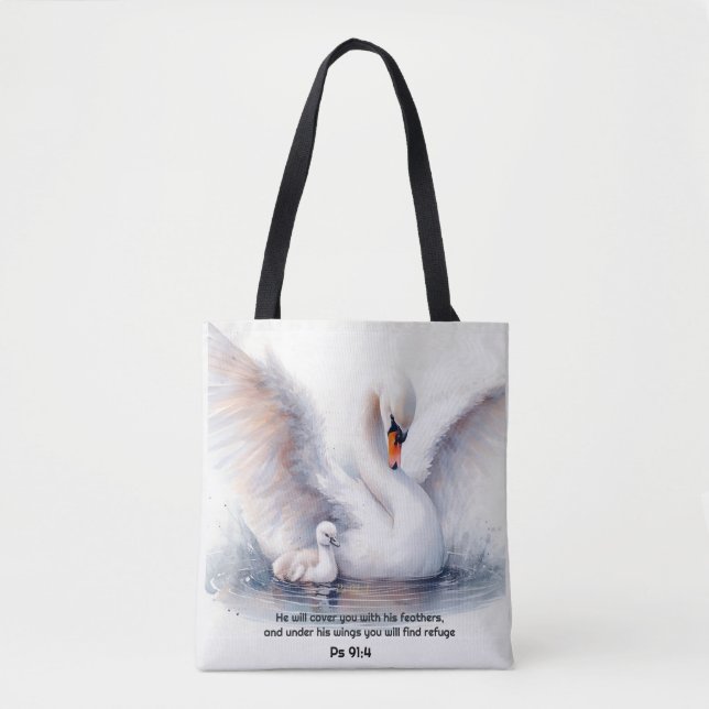 Psalm 91:4 Flügel Gottes Schutzbibliotheke Tasche (Vorderseite)