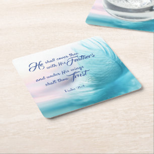 Psalm 91:4 King James Square Untersetzer