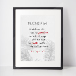 Psalm 91:4 Monochrome Federn Poster