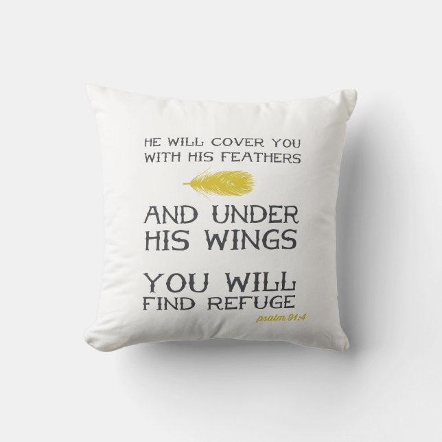 Psalm-91:4 % pipe% inspirierend Bibel-Vers Kissen (Vorderseite)