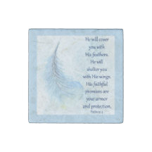 Psalm 91:4 Stone Magnet