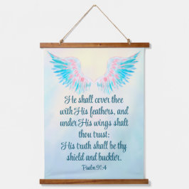 Psalm 91:4 wandteppich mit holzrahmen